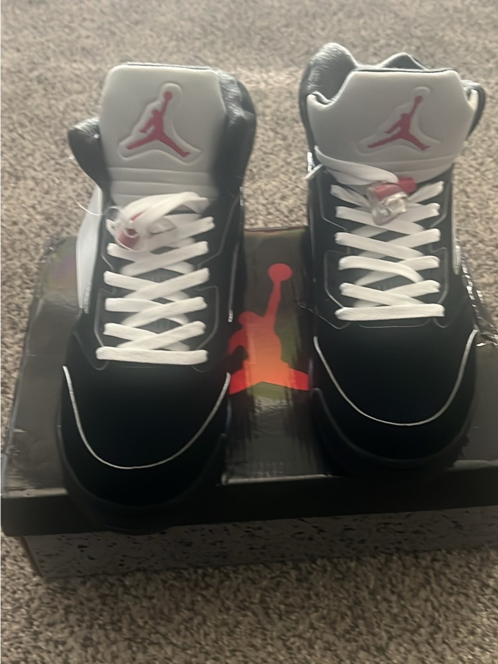Nike Men’s Black White Sneakers with Red Accents